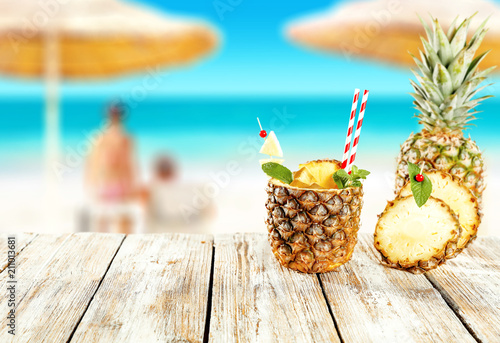 Summer photo of fresh pineapple 