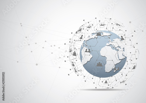 Global network connection. World map point and line composition concept of global business. Vector Illustration