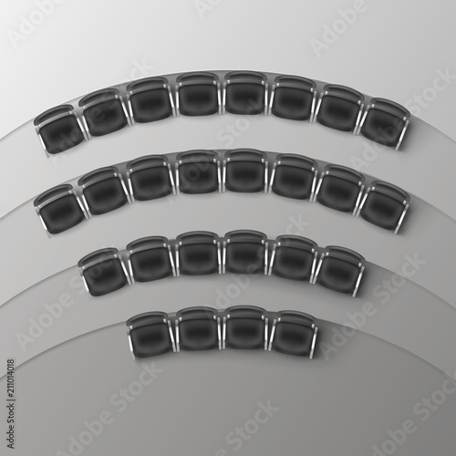 Vector Audience Auditorium Empty College Lecture Hall in University with Black Office Chairs Top View