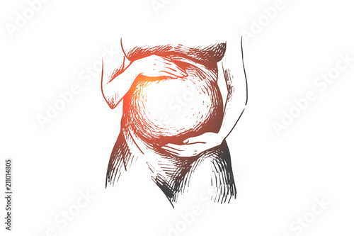 Pregnant, woman, maternity, pregnancy concept. Hand drawn isolated vector.