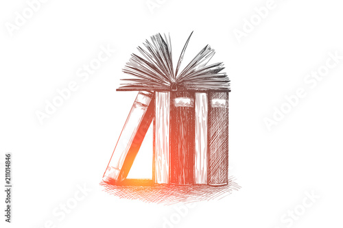 Encyclopedia, library, education, read, book concept. Hand drawn isolated vector.