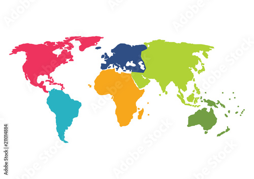World map  Australia  Asia  Africa  Usa. Globe world map concept. Vector illustration