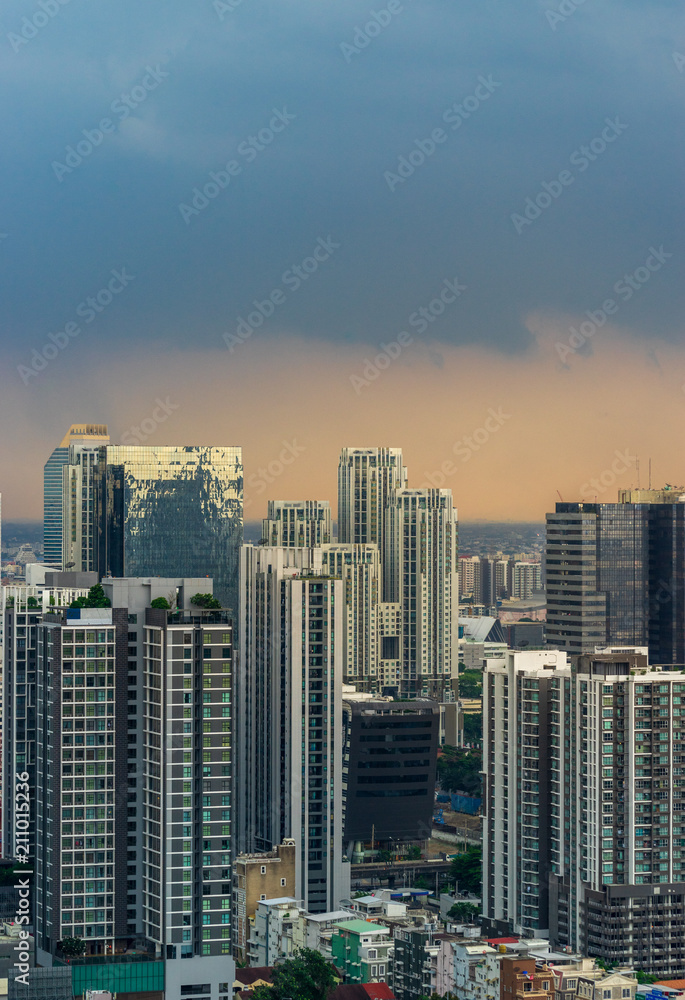 uban cityscape building with storm sky cloud
