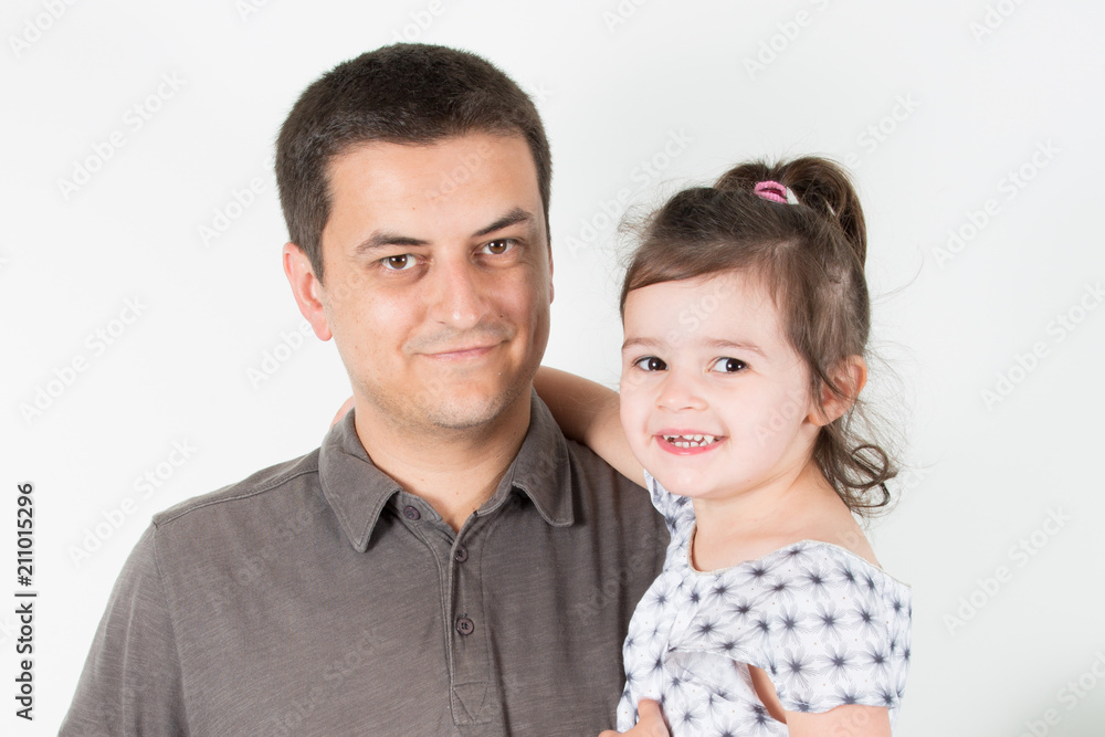 young father with pretty girl child daughter in arms young father with pretty girl child daughter in arms