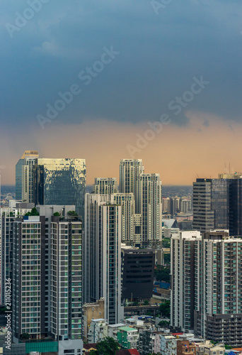 uban cityscape building with storm sky cloud