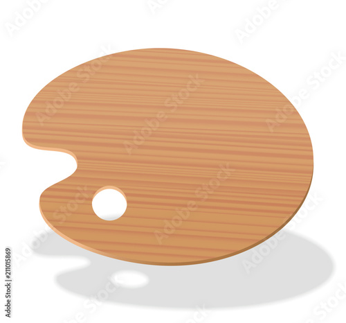 Palette. Blank wooden artists painting board. Isolated vector illustration on white background.