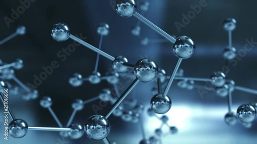 Animation rotation of model molecule from glass and crystal.