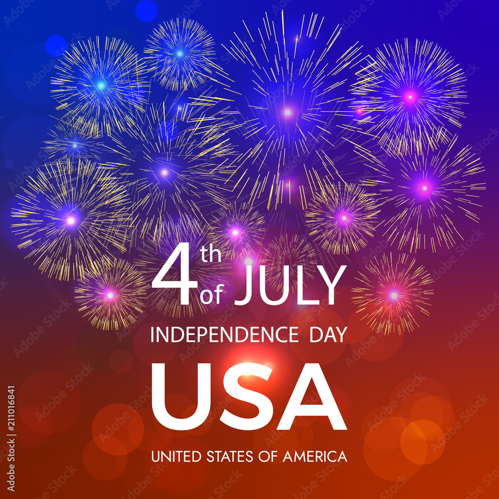 Fourth of July Independence Day of the USA . Abstract American flag. Independence Day. Greeting card. Vector illustration.