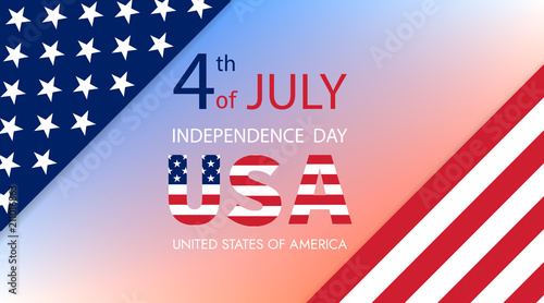 Fourth of July Independence Day of the USA . Abstract American flag. Independence Day. Greeting card. Vector illustration.