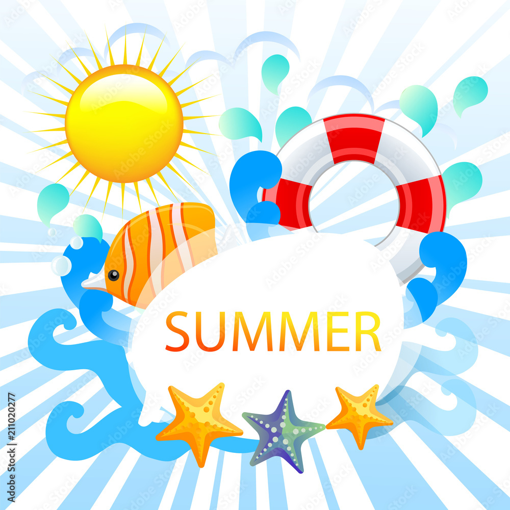 beautiful summer card vector ocean theme beautiful summer card vector ocean theme