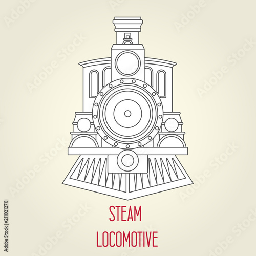 Old steam locomotive front view - vintage train