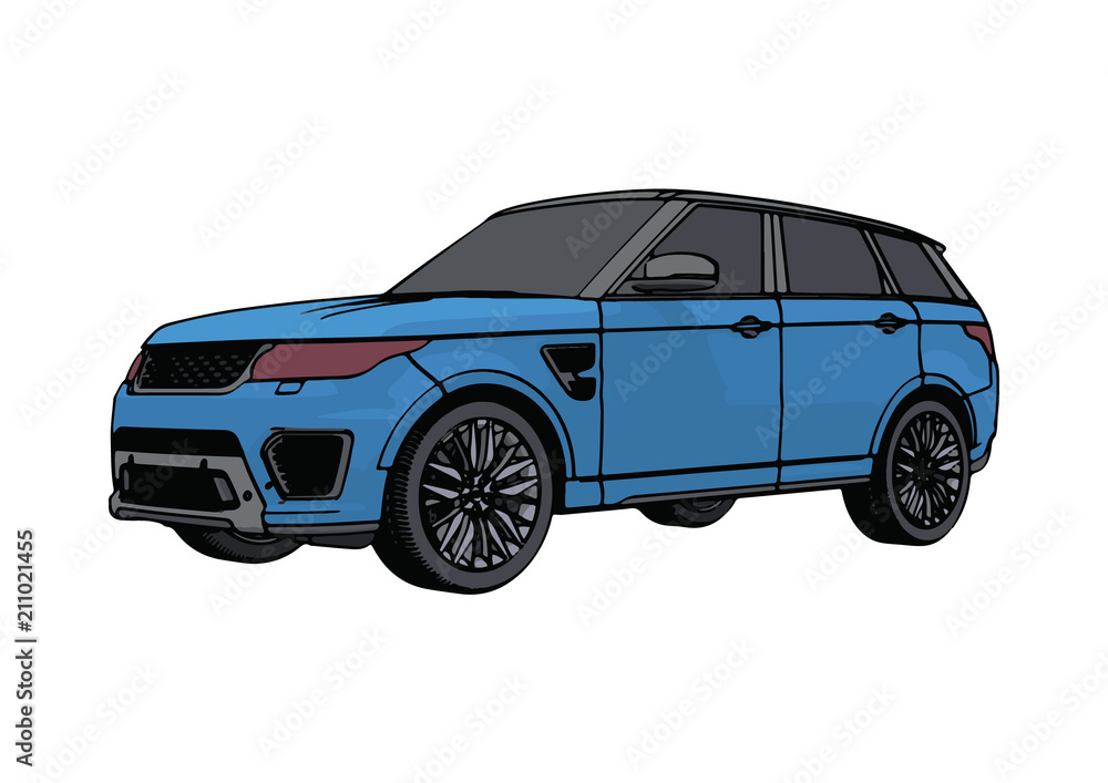 blue SUV car vector