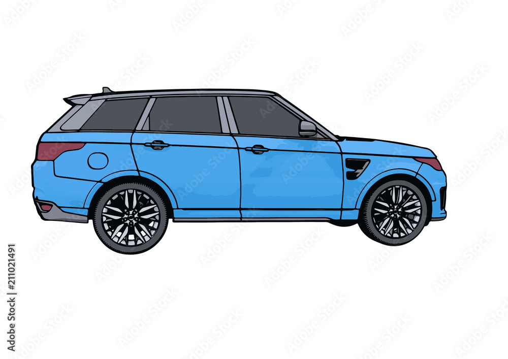 blue SUV car vector
