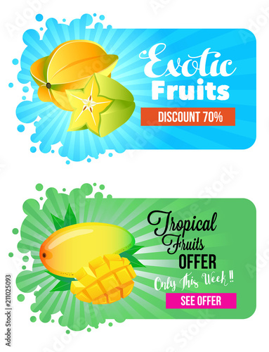 fruit website banner with carambola and mango photo