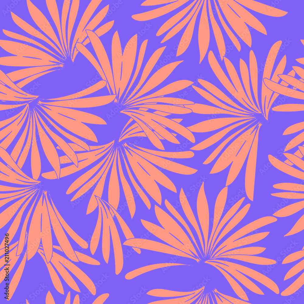 Fototapeta premium Vector seamless beautiful artistic tropical pattern with exotic forest. Cute Floral pattern in the flower. Motifs scattered random. Elegant template for fashion prints.