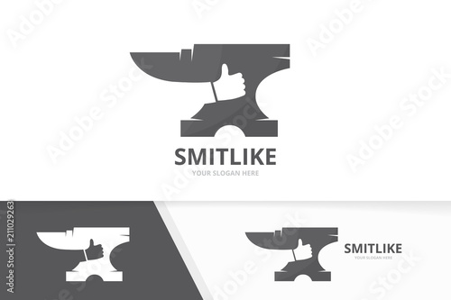 Vector smith and like logo combination. Blacksmith and best symbol or icon. Unique metal and choice logotype design template.