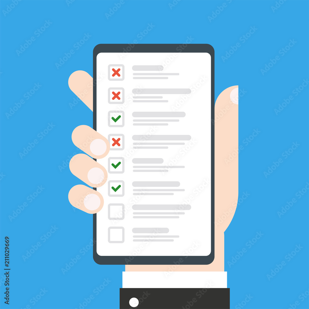 Checklist on smartphone screen Checklist on smartphone screen