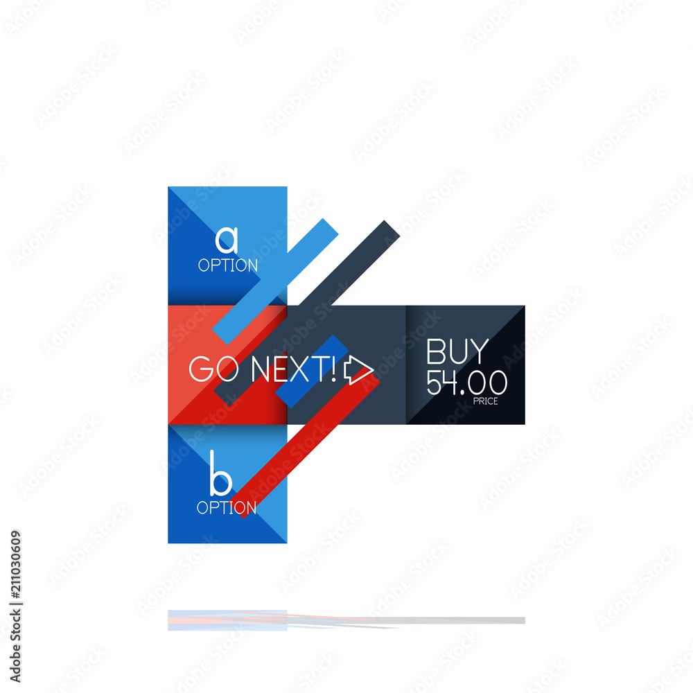 Square option infographic banner. Data and information visualization, geometric design Square option infographic banner. Data and information visualization, geometric design