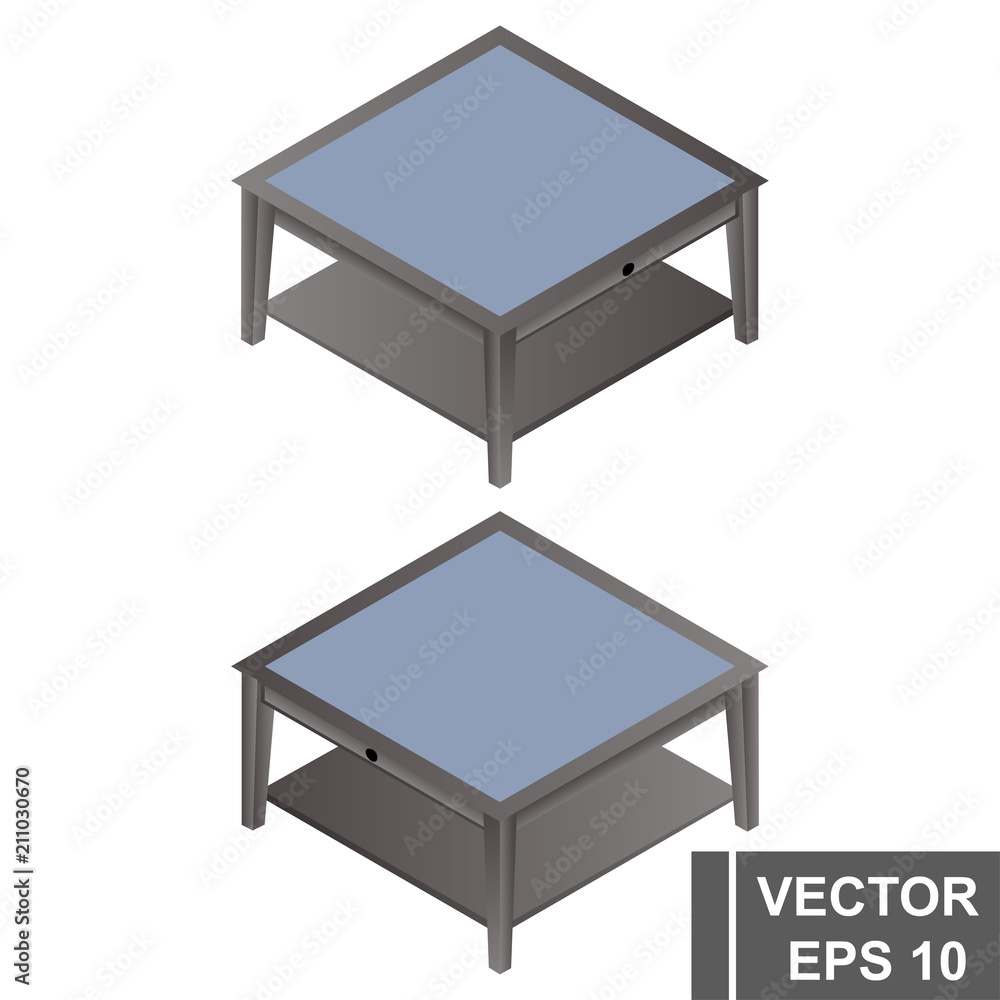 Table. Isometry. View from above. Isolated on white background. For the design. Table. Isometry. View from above. Isolated on white background. For the design.