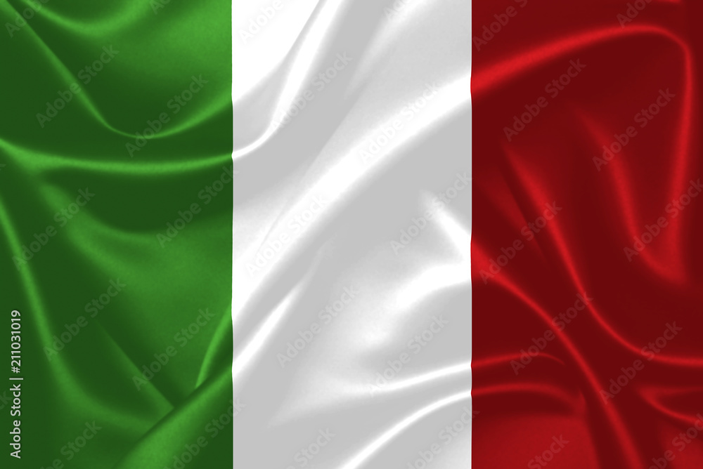 Illustration of Italian waving fabric flag. 