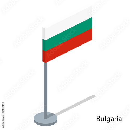 Isometric 3D vector illustration flags of countries collection. Flag of Bulgaria