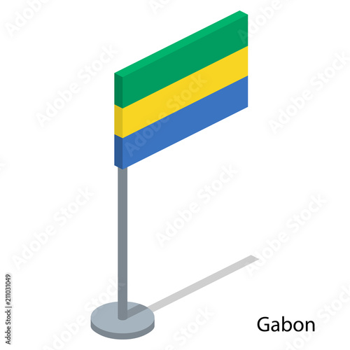 Isometric 3D vector illustration flags of countries collection. Flag of Gabon