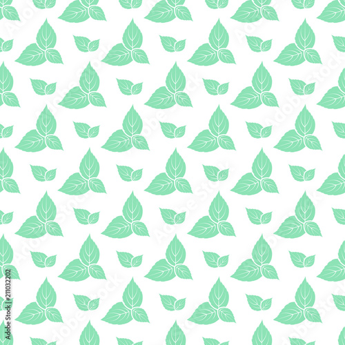 Green leaves of fresh mint seamless pattern.