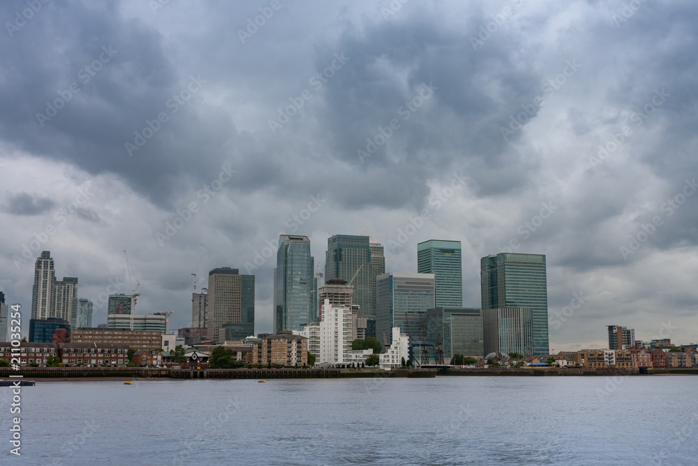 Office buildings in Canary Wharf in London