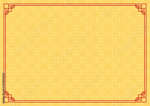 chinese new year background, abstract oriental wallpaper, yellow square window inspiration, vector illustration 