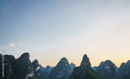 Stunning mountain tops in Chinese Guangxi province photo