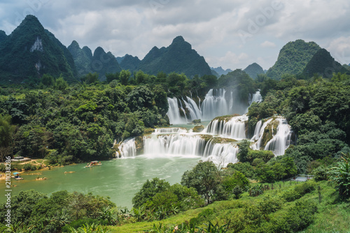 Stunning cascade of Chinese Detian waterfall photo