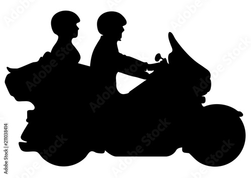 Couple Riding Motorcycle Silhouette Vector Illustration