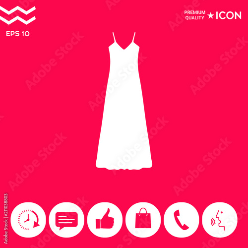 Long Dress, Evening dress, combination or nightie , the silhouette. Menu item in the web design