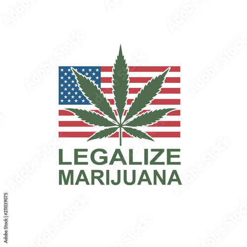 illustration of marijuana or cannabis leaf on usa flag