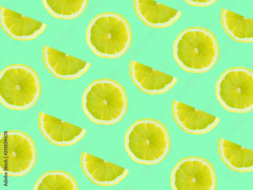 Abstract colorful background with slices of citrus, oranges