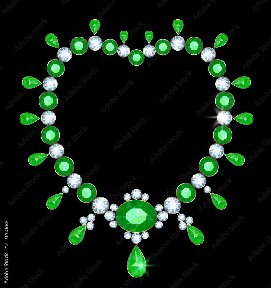 Diamond necklace with emeralds Diamond necklace with emeralds