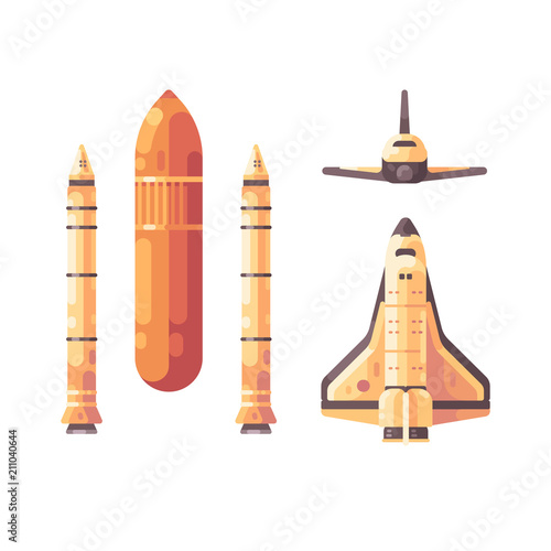 Space shuttle elements flat illustration