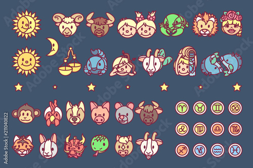 
vector zodiac sign icon chinese oriental horoscope