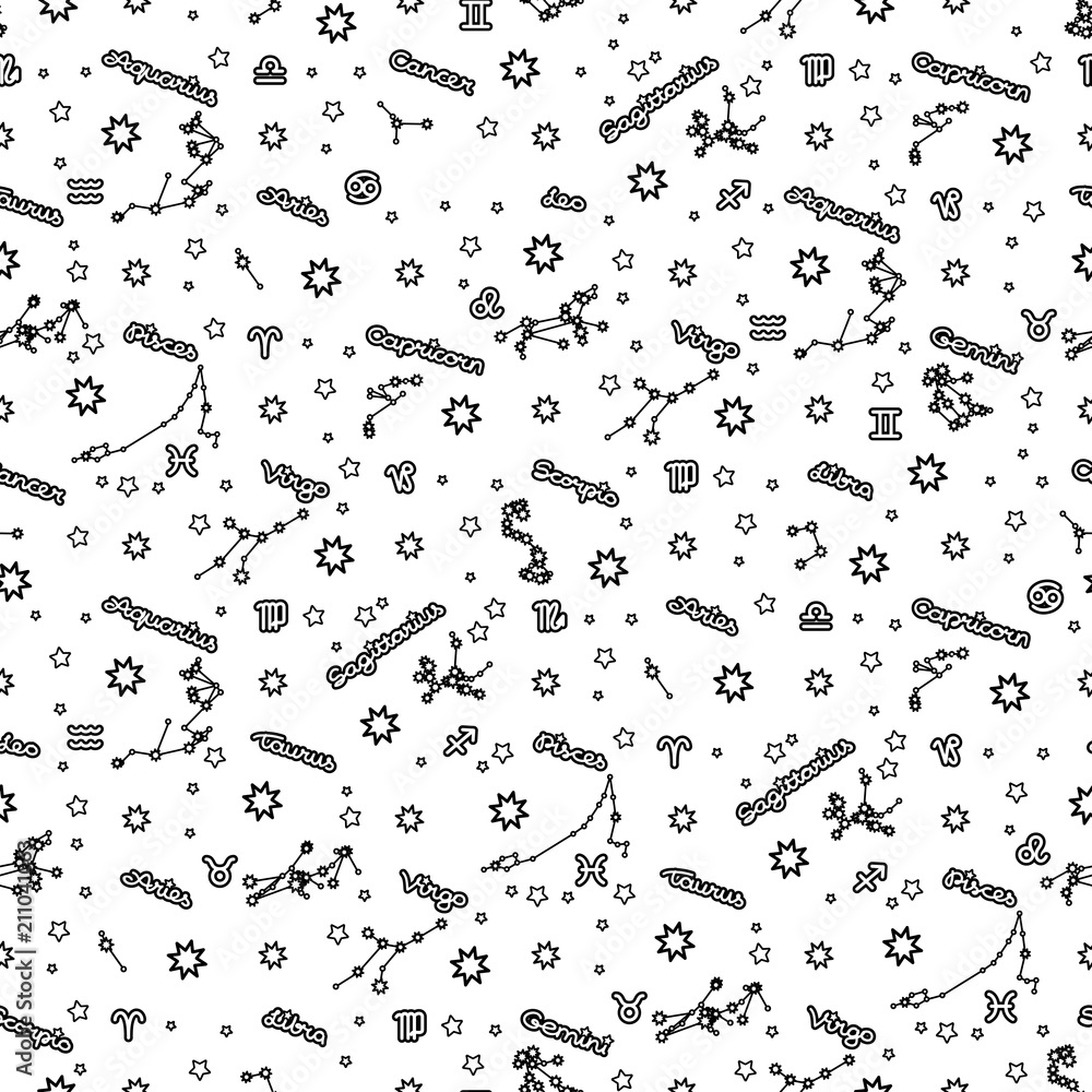 vector seamless pattern cute Zodiac concept vector seamless pattern cute Zodiac concept