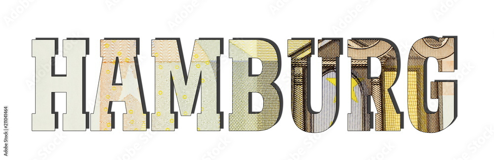 Hamburg City Euro banknotes. Money texture. Isolated on white background. Currencie of the European Union Hamburg City Euro banknotes. Money texture. Isolated on white background. Currencie of the European Union