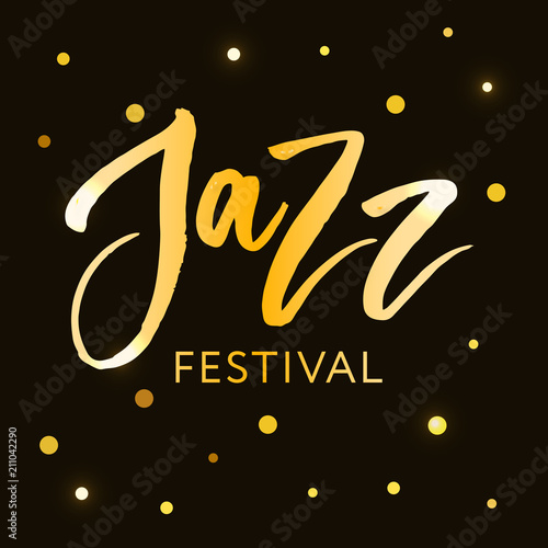 Canvas Print Jazz festival text lettering calligraphy black gold