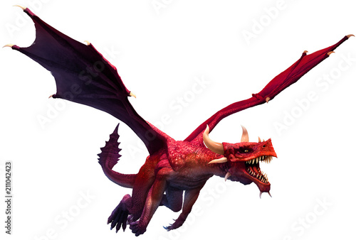Red dragon 3D illustration photo