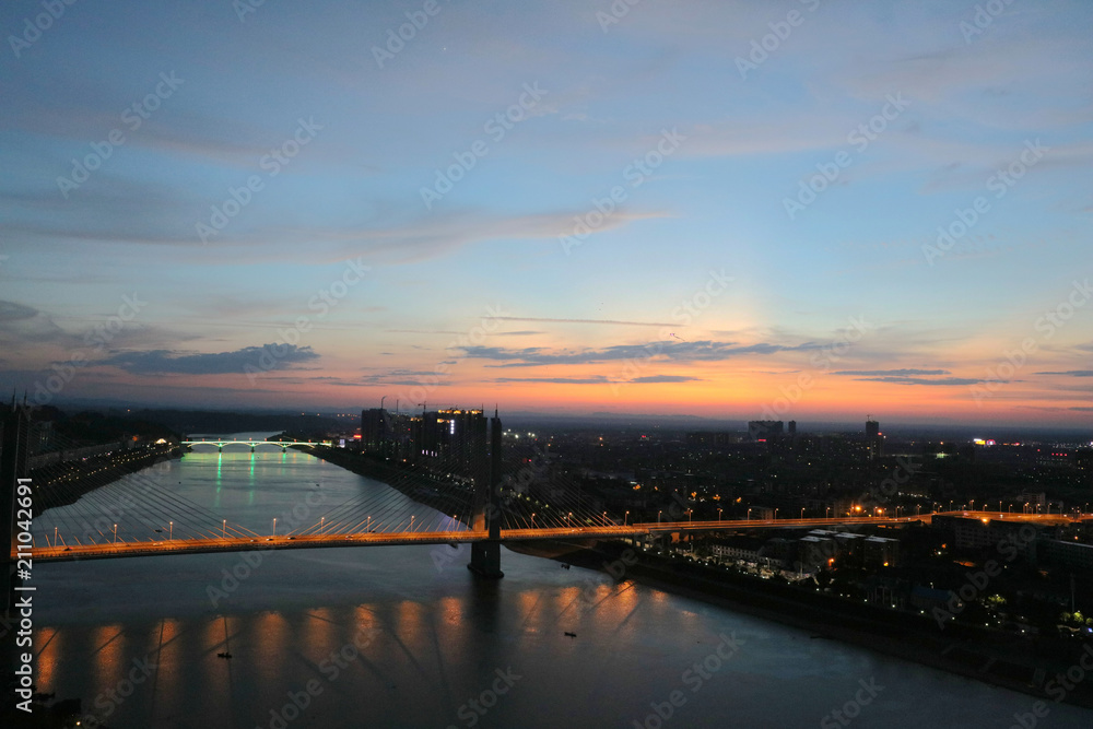 Dongting lake river scenery 桥梁 bridge Dongting lake river scenery 桥梁 bridge