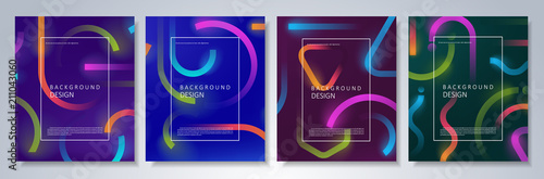 Set of abstract neon backgrounds photo