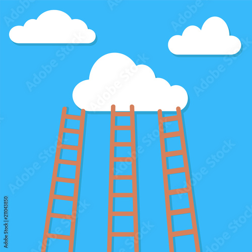competition concept, clouds with ladders, stock vector illustration