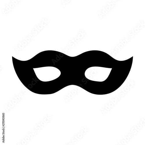 A black and white silhouette of a masquerade mask