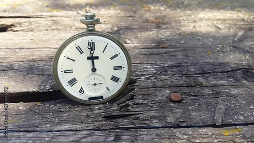 Wallpaper Mural White clock on wooden wall show time is passing by. Midnight. Timelapse Torontodigital.ca