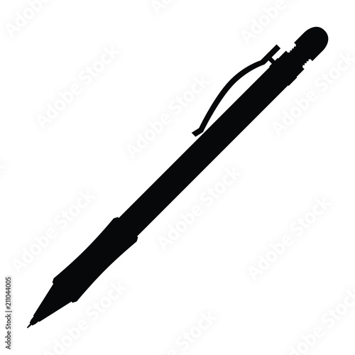 A black and white silhouette of a mechanical pencil