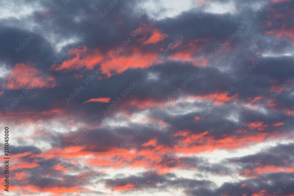 Background of the evening sky and amazing clouds.