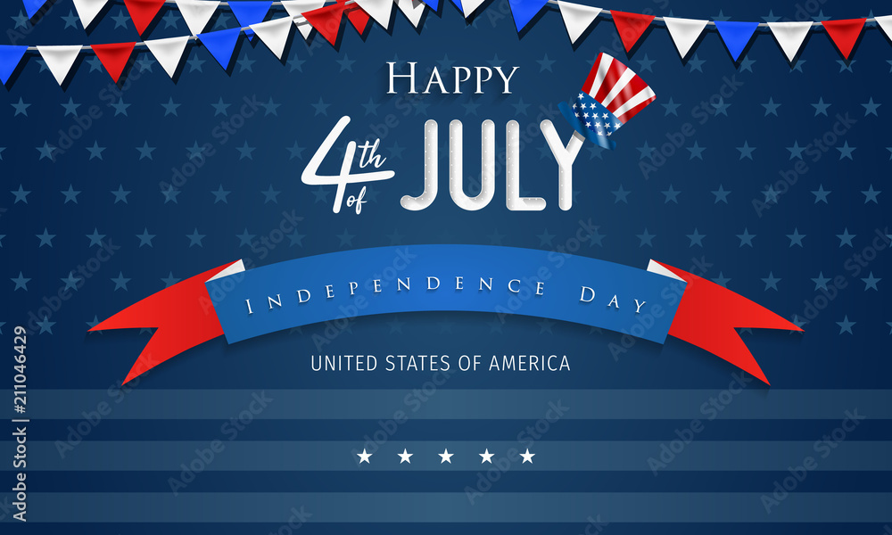 Happy 4th of July Independence Day greeting card. Happy independence day of America vector design.